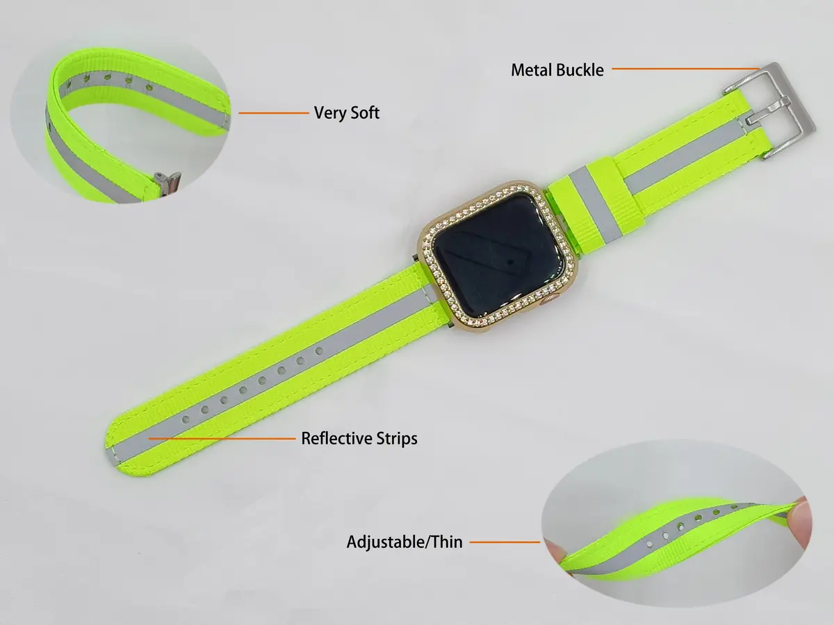 Reflective Braided Nylon Sports Band For Apple Watch Multiple Colors Available 3