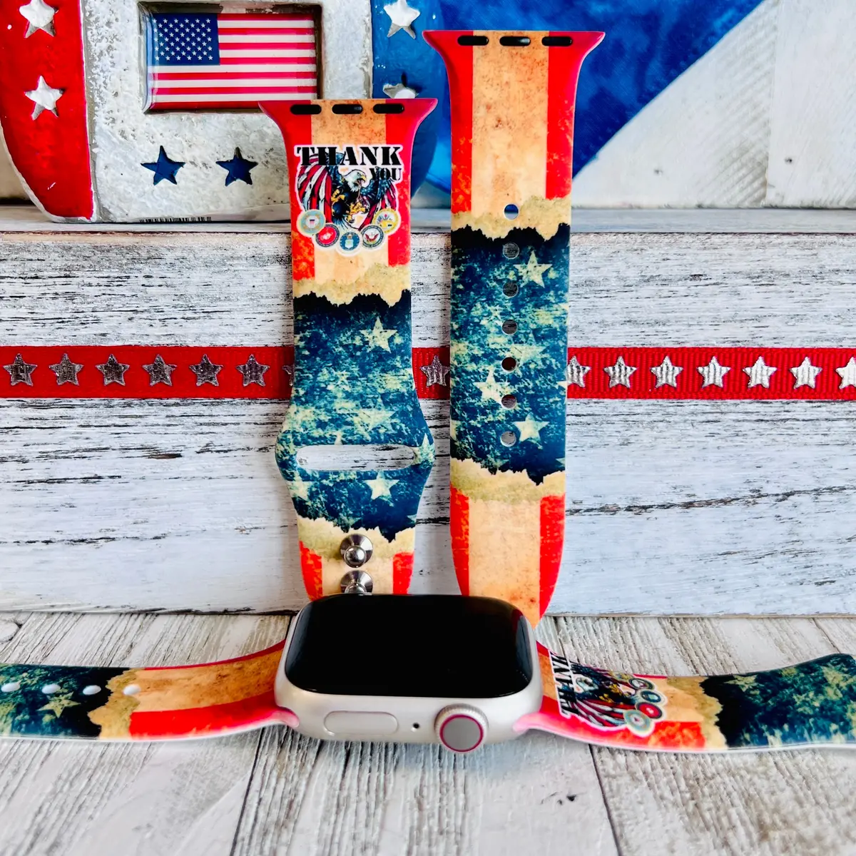 Thank You Armed Forces Print Silicone Band For Apple Watch 1