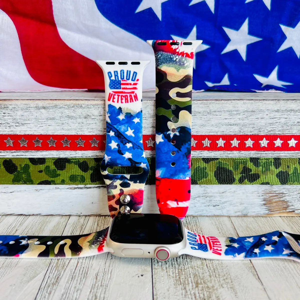 Proud Veteran Print Silicone Band For Apple Watch 1