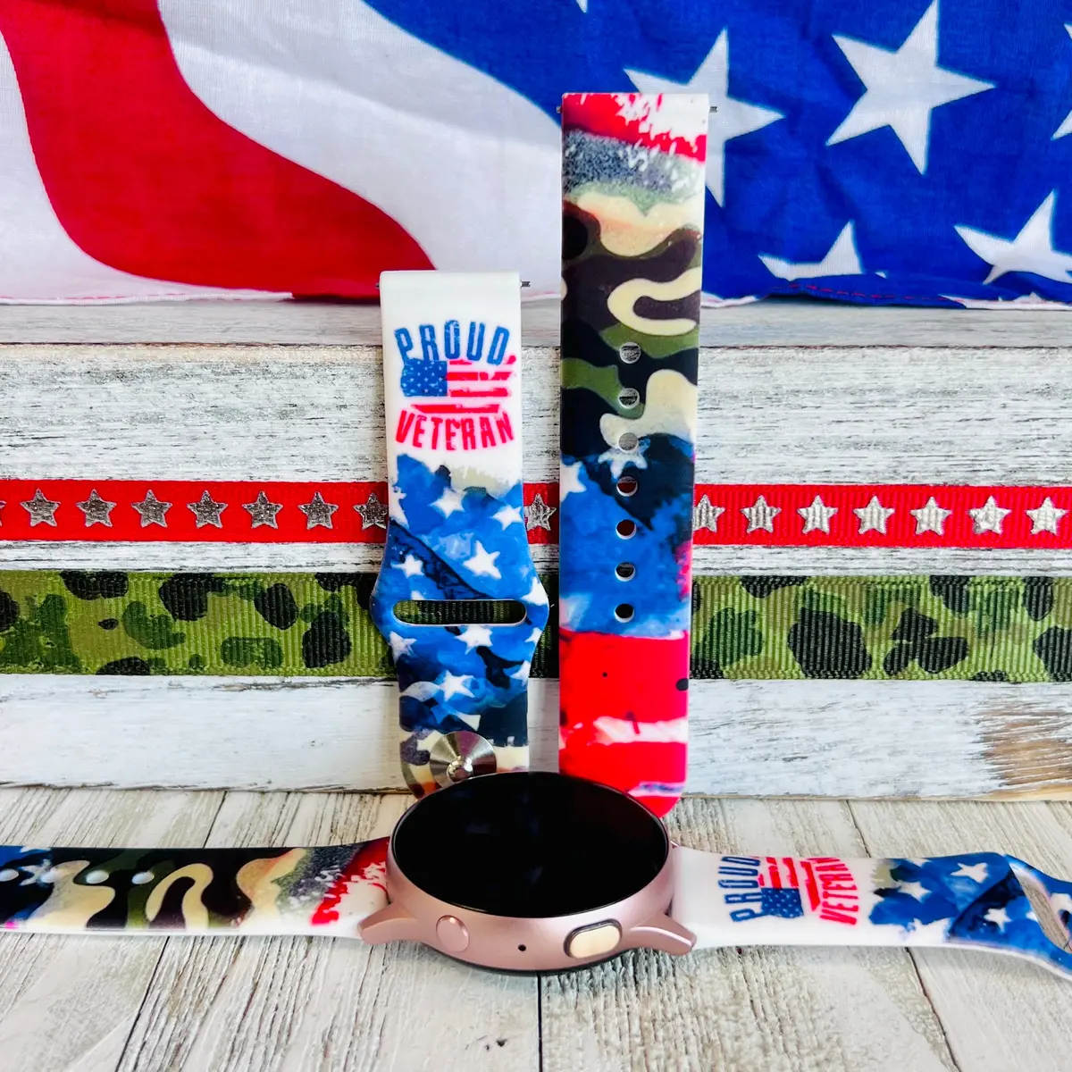 Proud Veteran Print Silicone Band For Samsung Watch 1