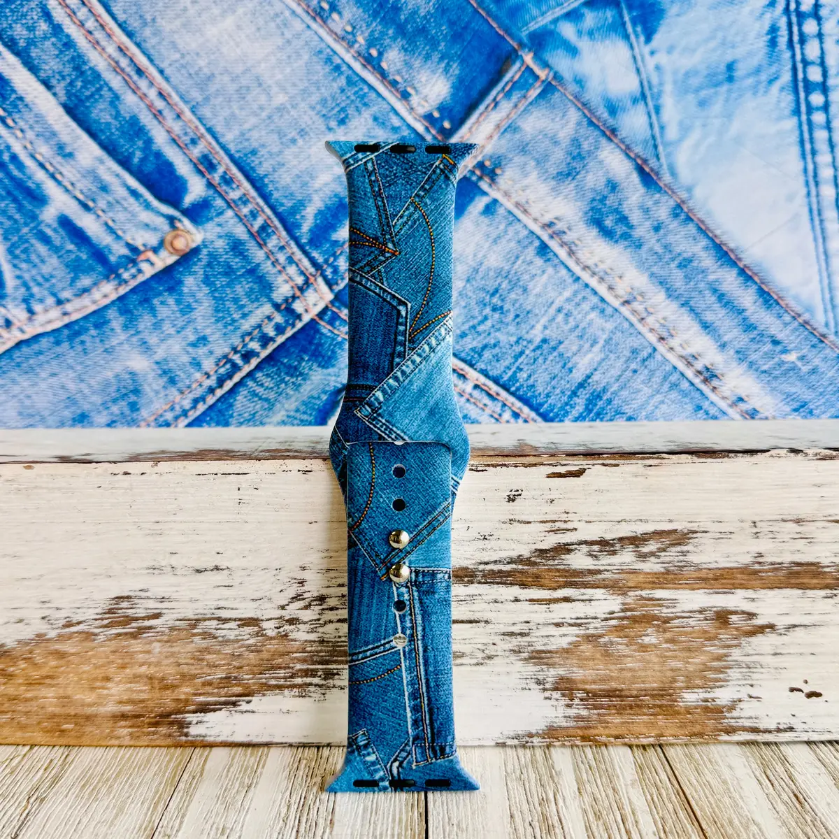 Denim Days Print Silicone Band For Apple Watch 4