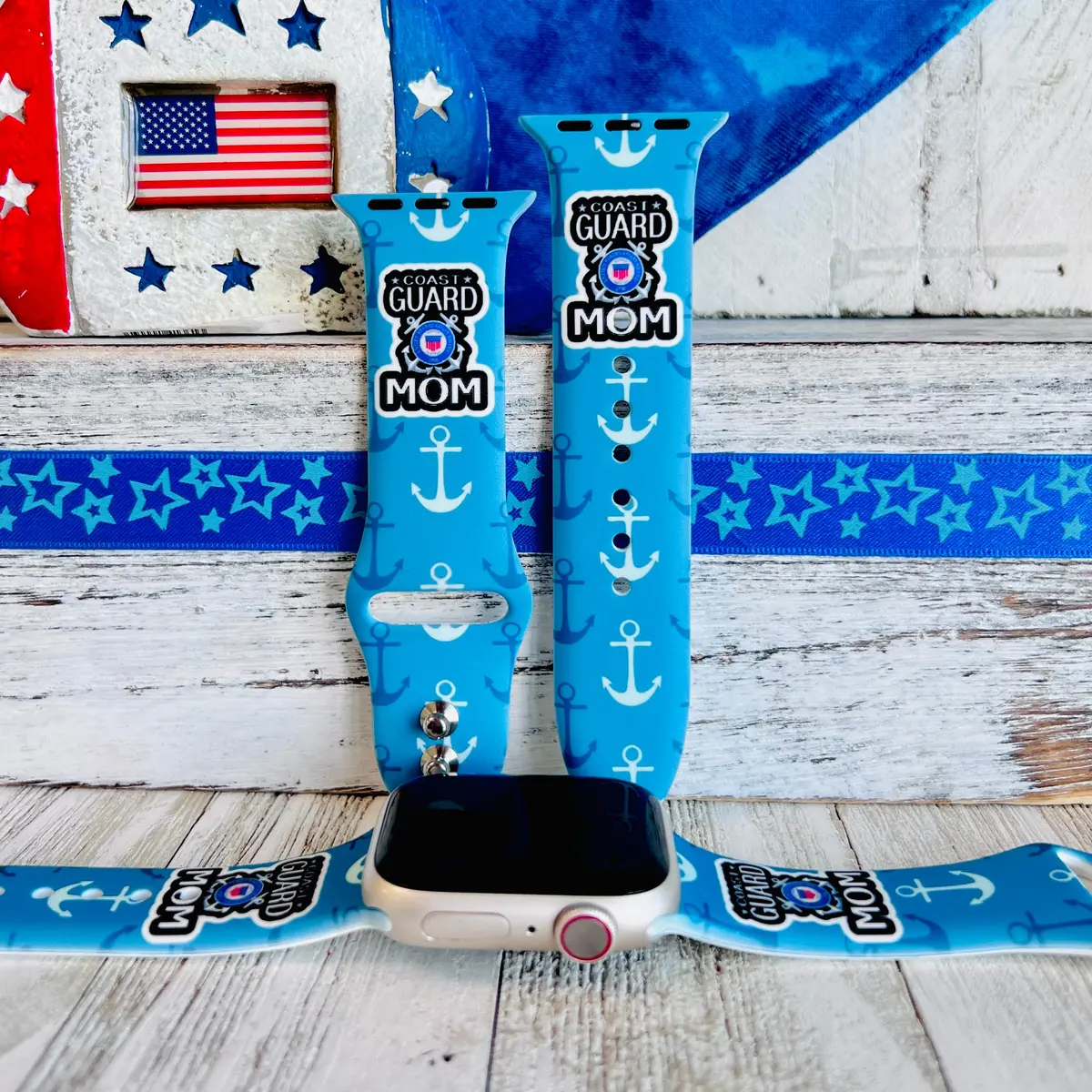 Proud Coast Guard Mom Print Silicone Band For Apple Watch 1