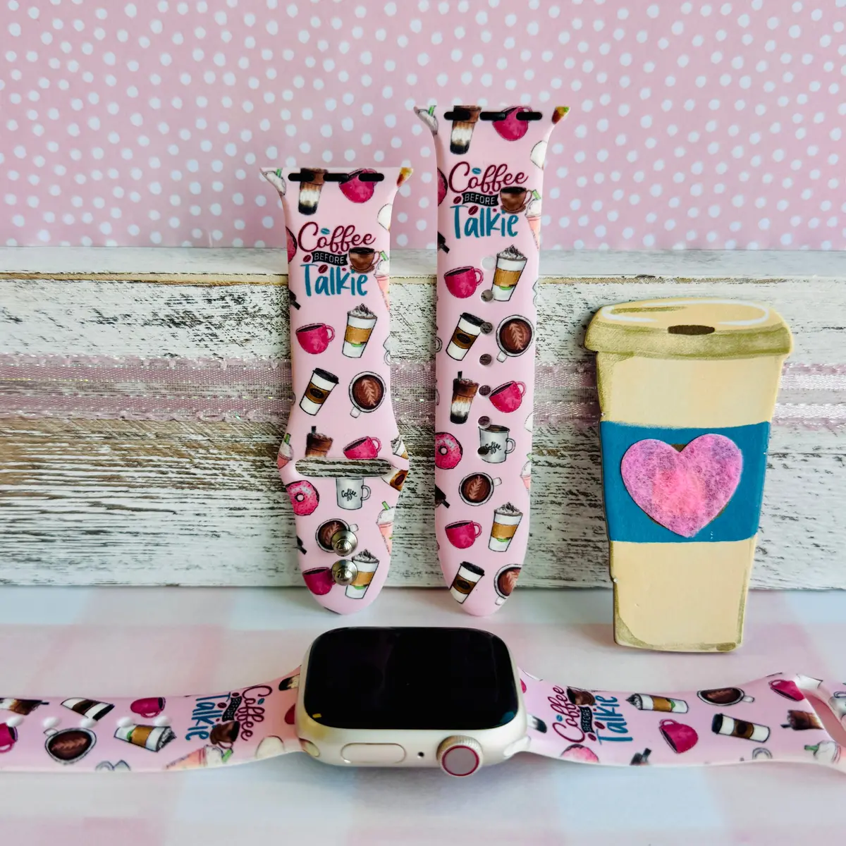 Coffee Before Talkie Print Silicone Band For Apple Watch 1