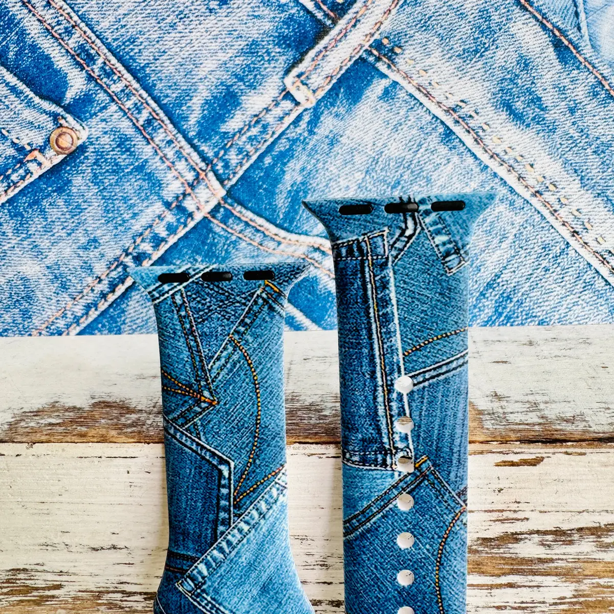 Denim Days Print Silicone Band For Apple Watch 3