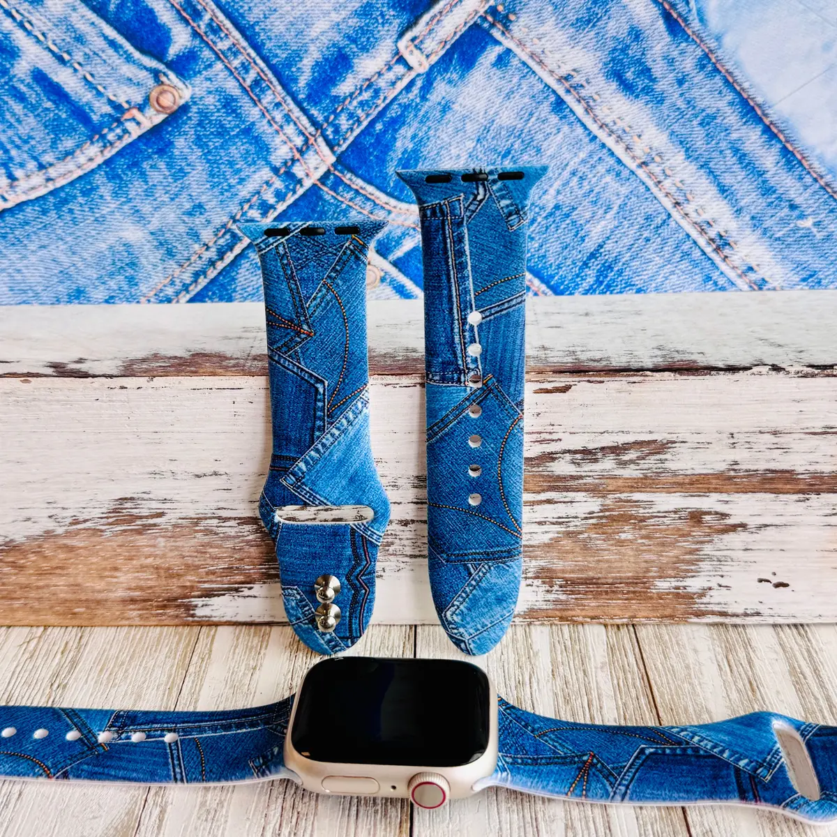 Denim Days Print Silicone Band For Apple Watch 1