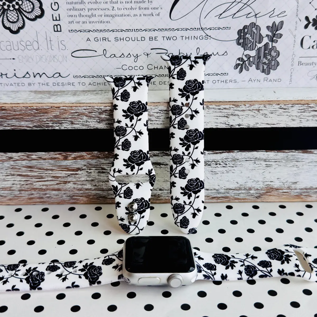 Midnight Bloom Print Silicone Band For Apple Watch 1