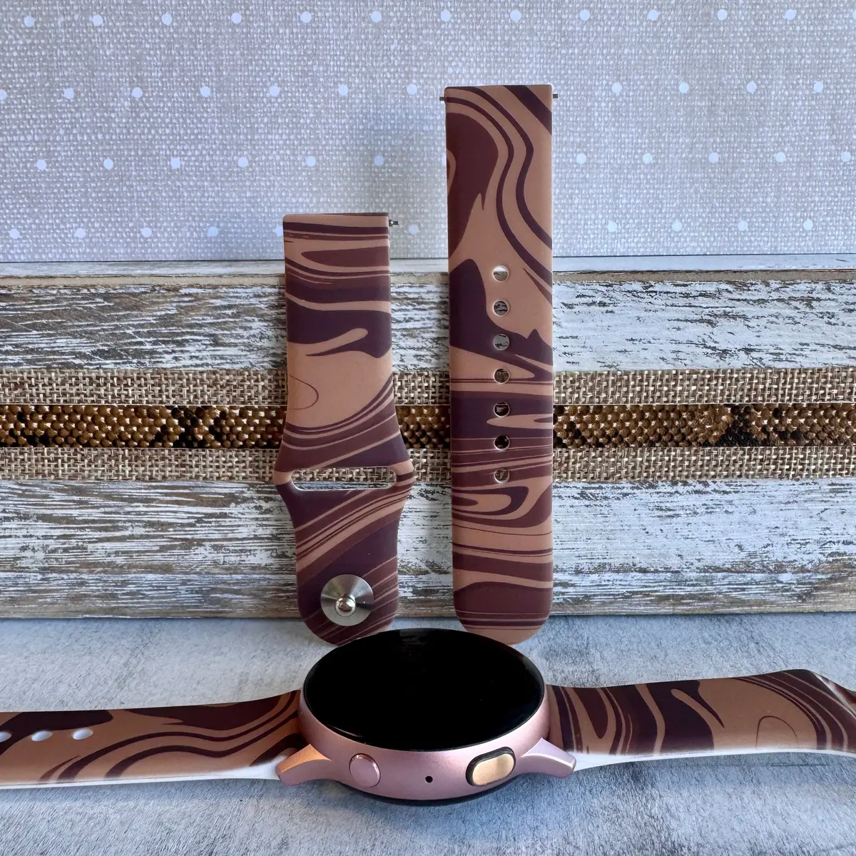 Chocolate Swirl Print Silicone Band For Samsung Watch 1