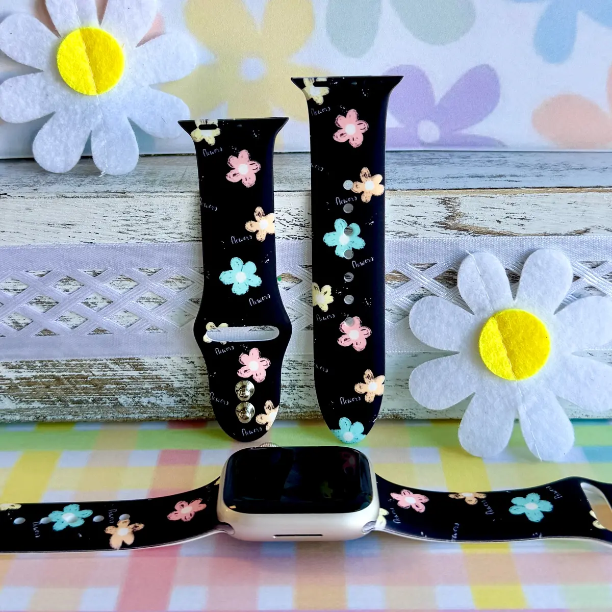 Flower Pop Print Silicone Band For Apple Watch 1