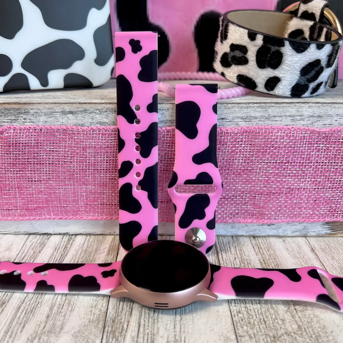 Nashville Cow Pink Print Silicone Band For Samsung Watch 1