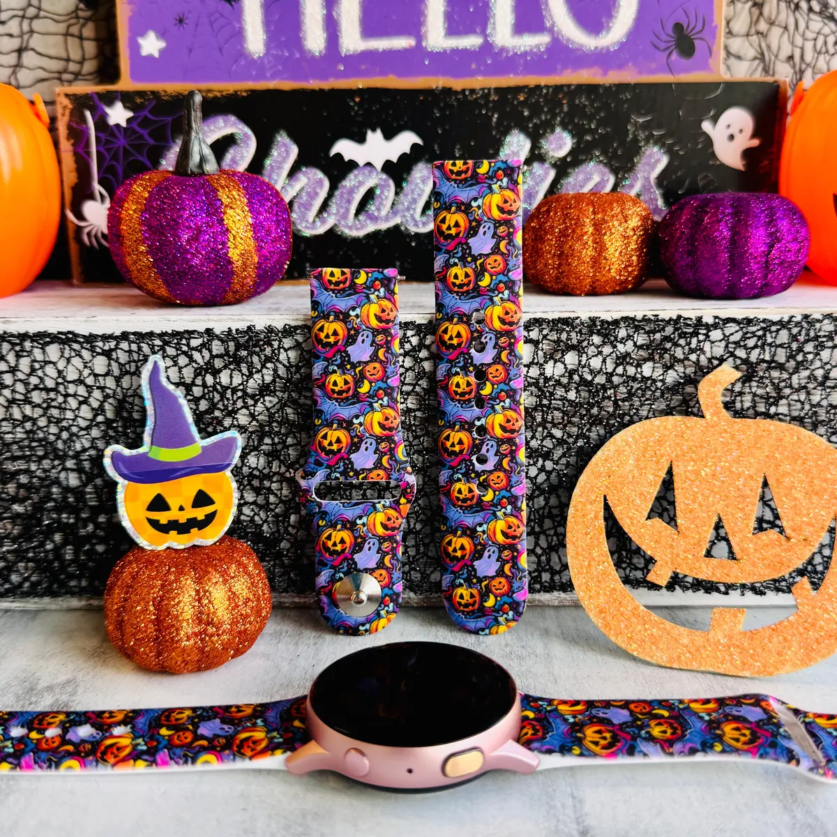 Jack-O-Lantern Jive Print Silicone Band For Samsung Watch 1