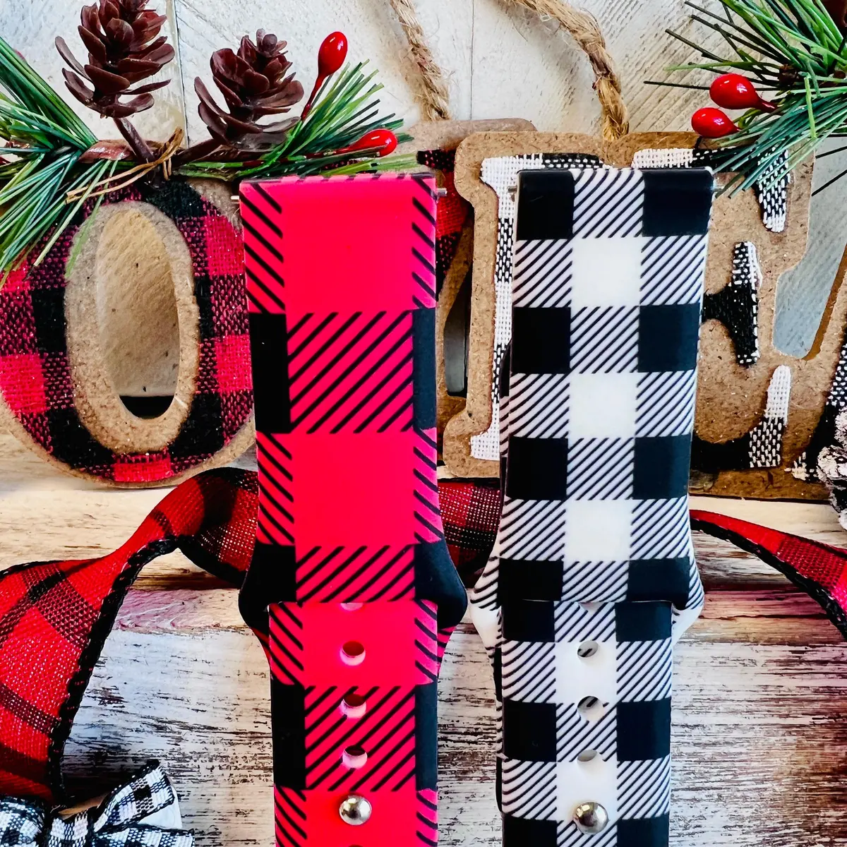 Bull Plaid Print Silicone Band For Fitbit Versa 1/2 Multiple Colors Available 3