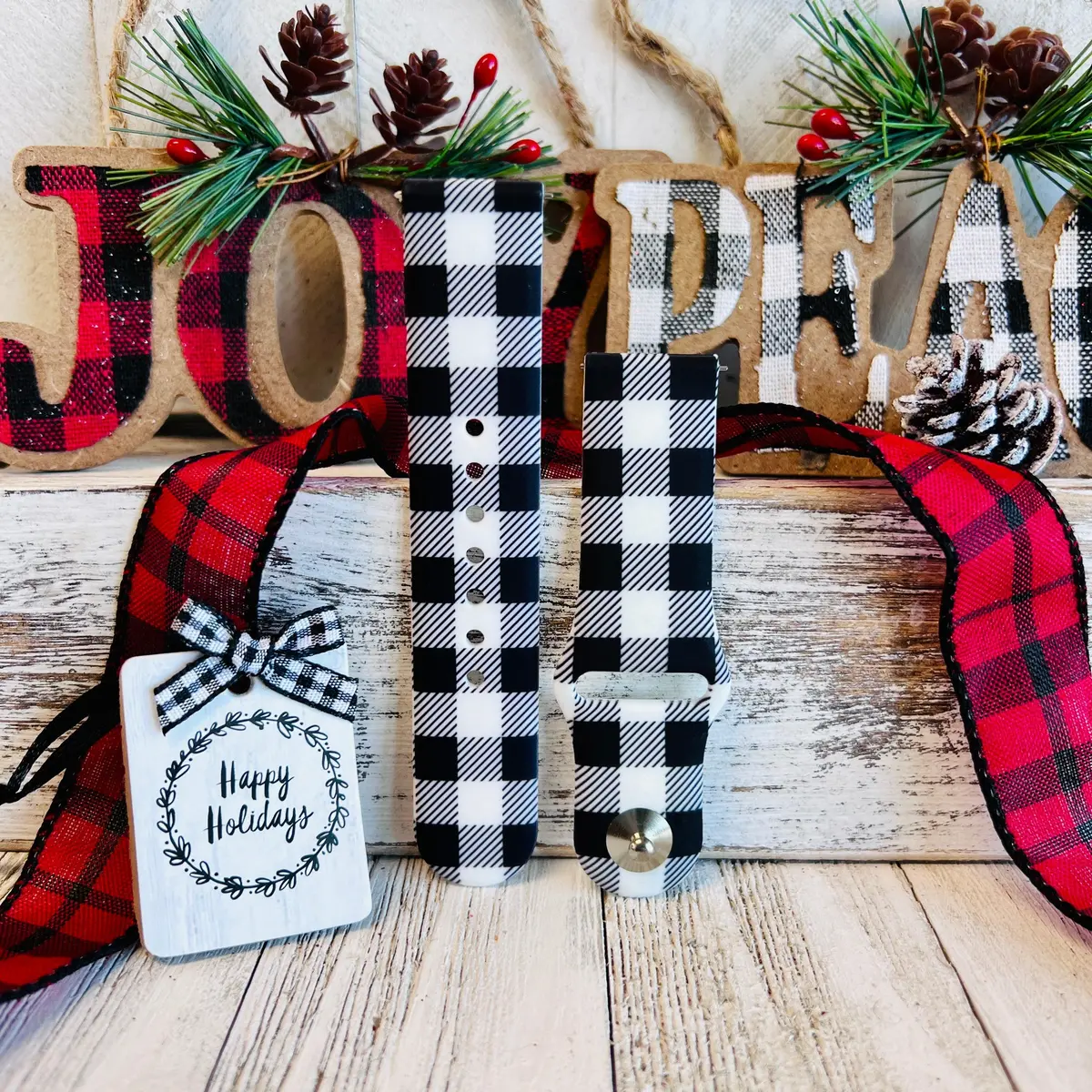 Bull Plaid Print Silicone Band For Fitbit Versa 1/2 Multiple Colors Available 4