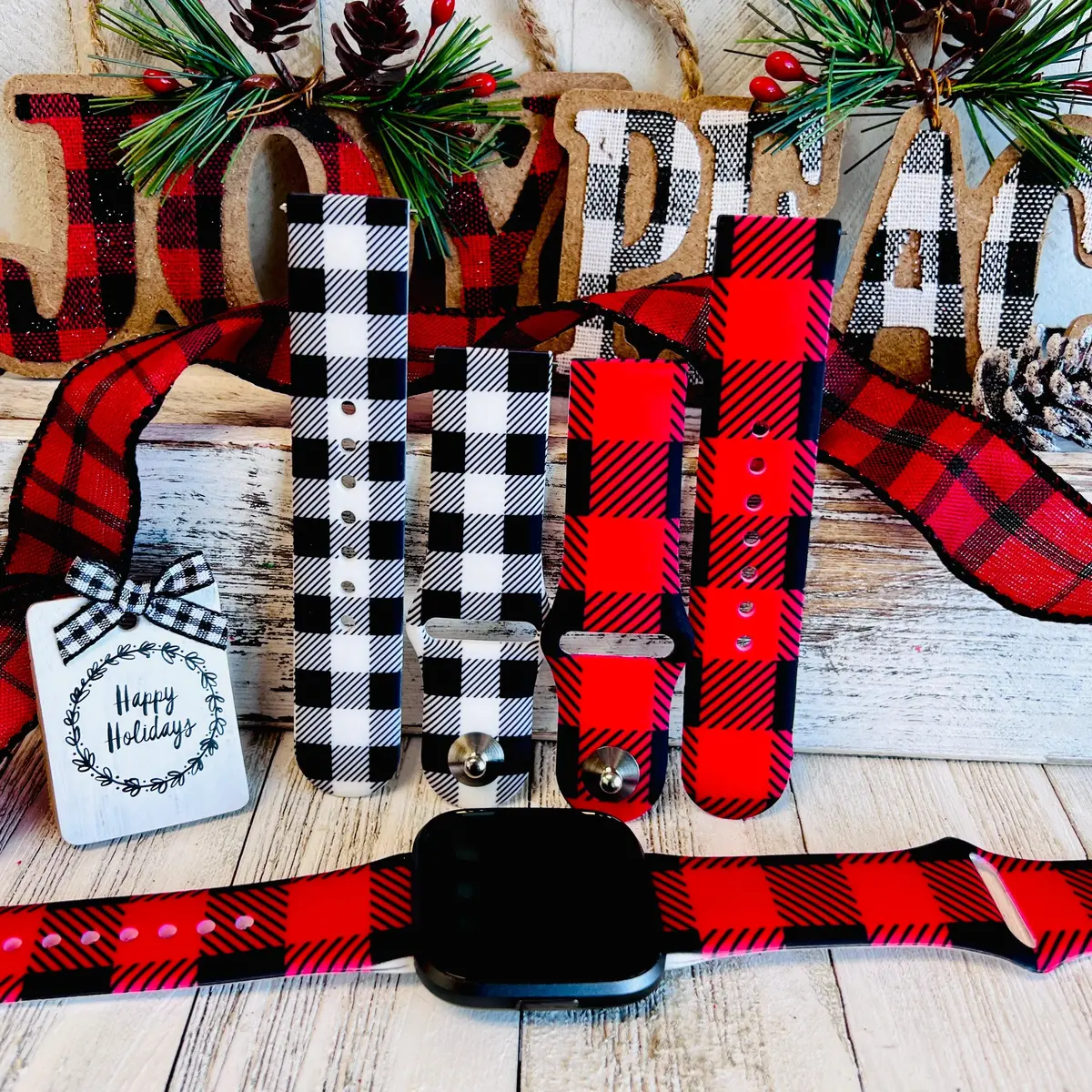 Bull Plaid Print Silicone Band For Fitbit Versa 1/2 Multiple Colors Available 1