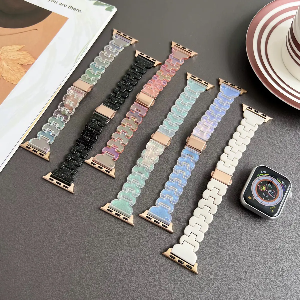 Gloss & Glam Resin Link Band For Apple Watch Multiple Colors Available 1