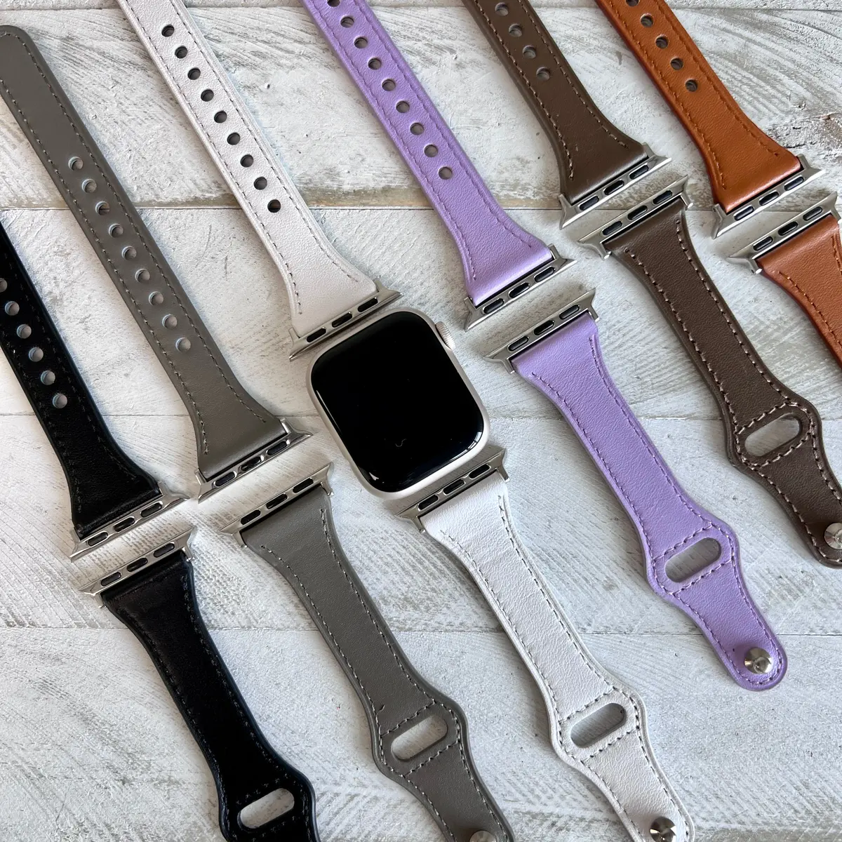 Solid Color Slim Leather Band For Apple Watch Multiple Colors Available 1