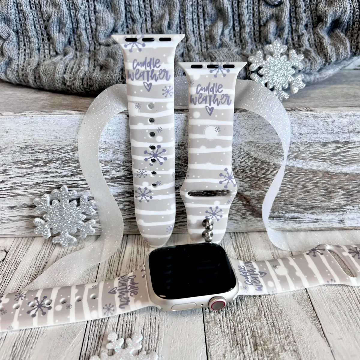 Cuddle Weather Print Silicone Band For Apple Watch 1