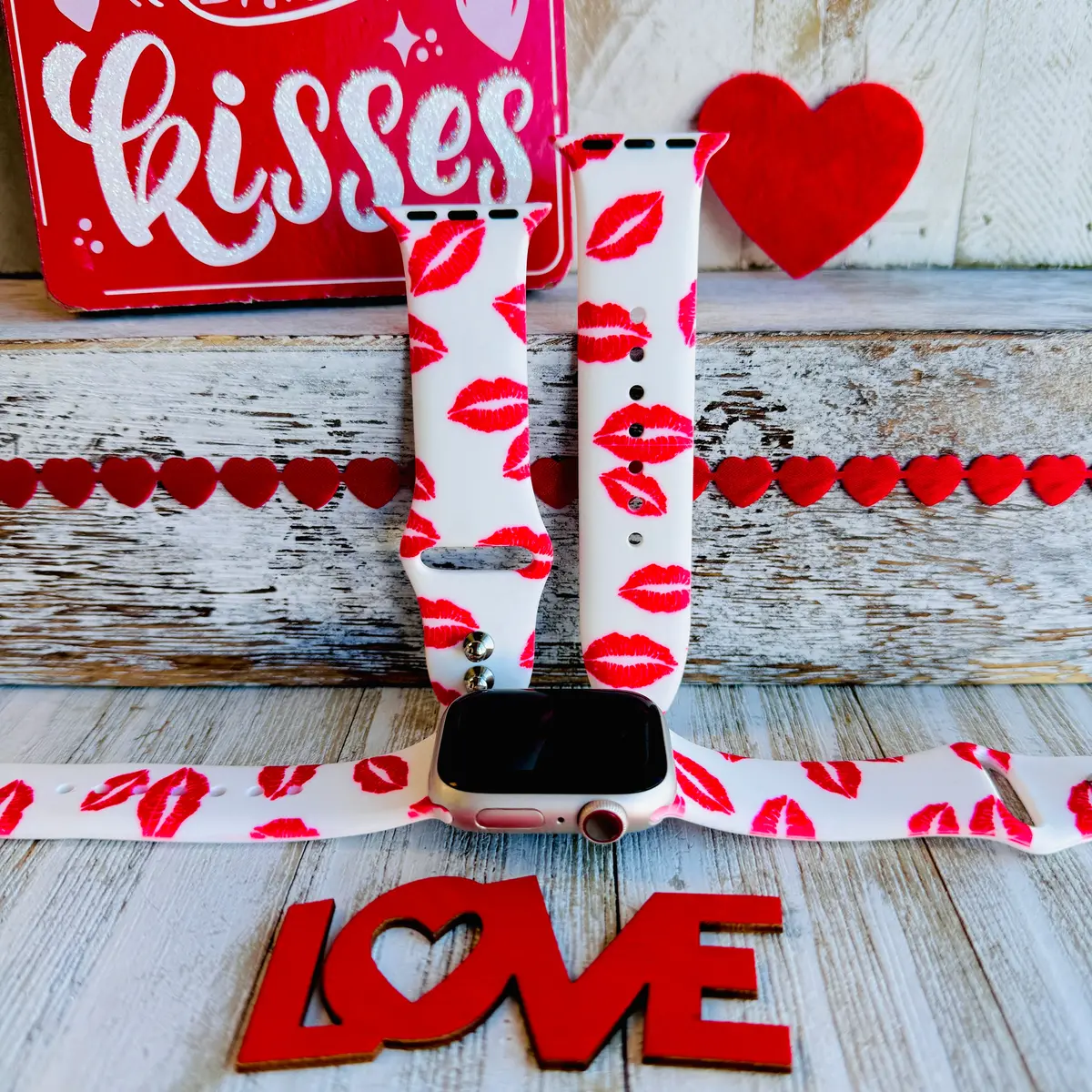 Kisses Print Silicone Band For Apple Watch 1