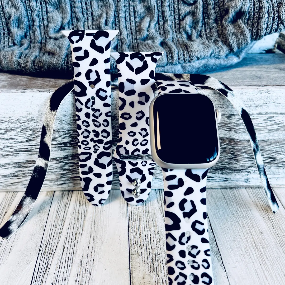 Gray Leopard Print Silicone Band For Apple Watch 1
