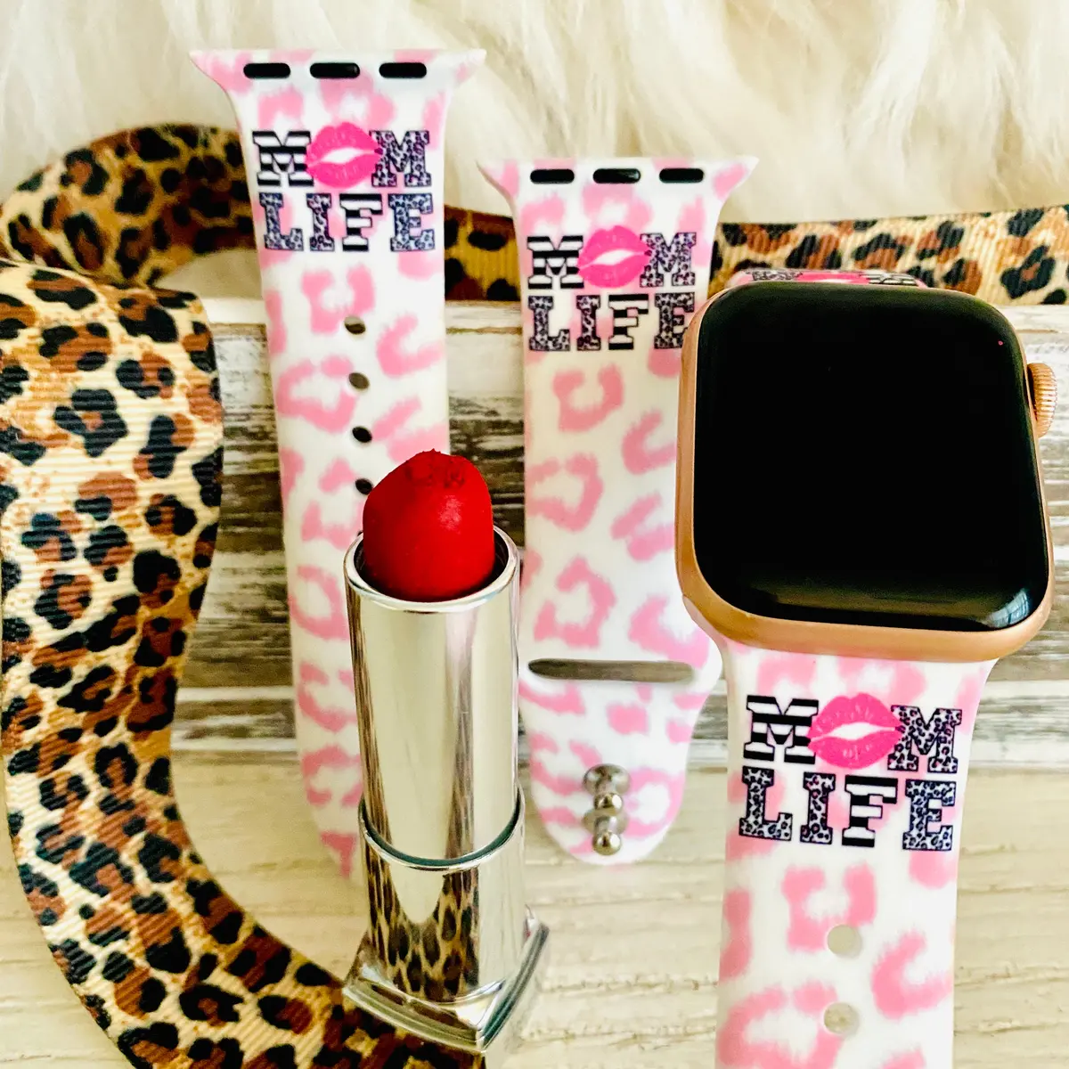 Mom Life Print Silicone Band For Apple Watch 1