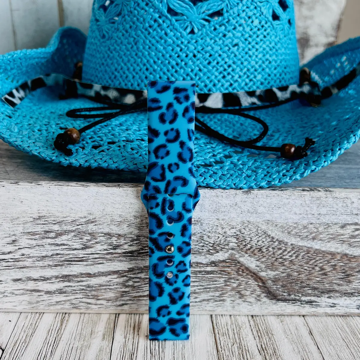 Blue Leopard Print Silicone Band For Samsung Watch 3