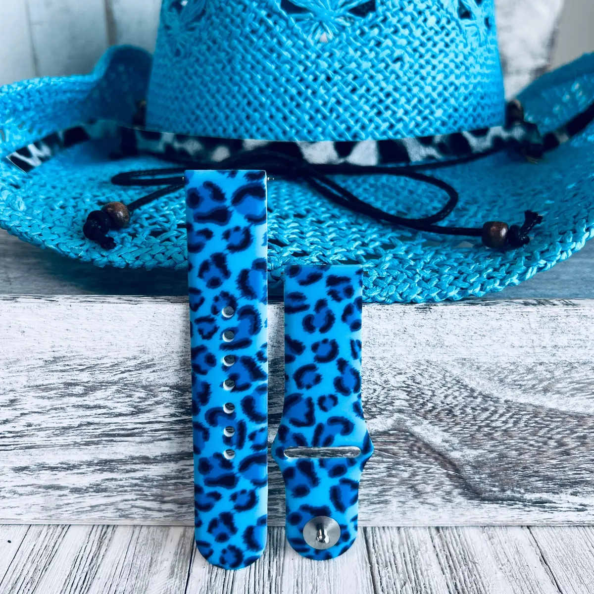 Blue Leopard Print Silicone Band For Samsung Watch 4