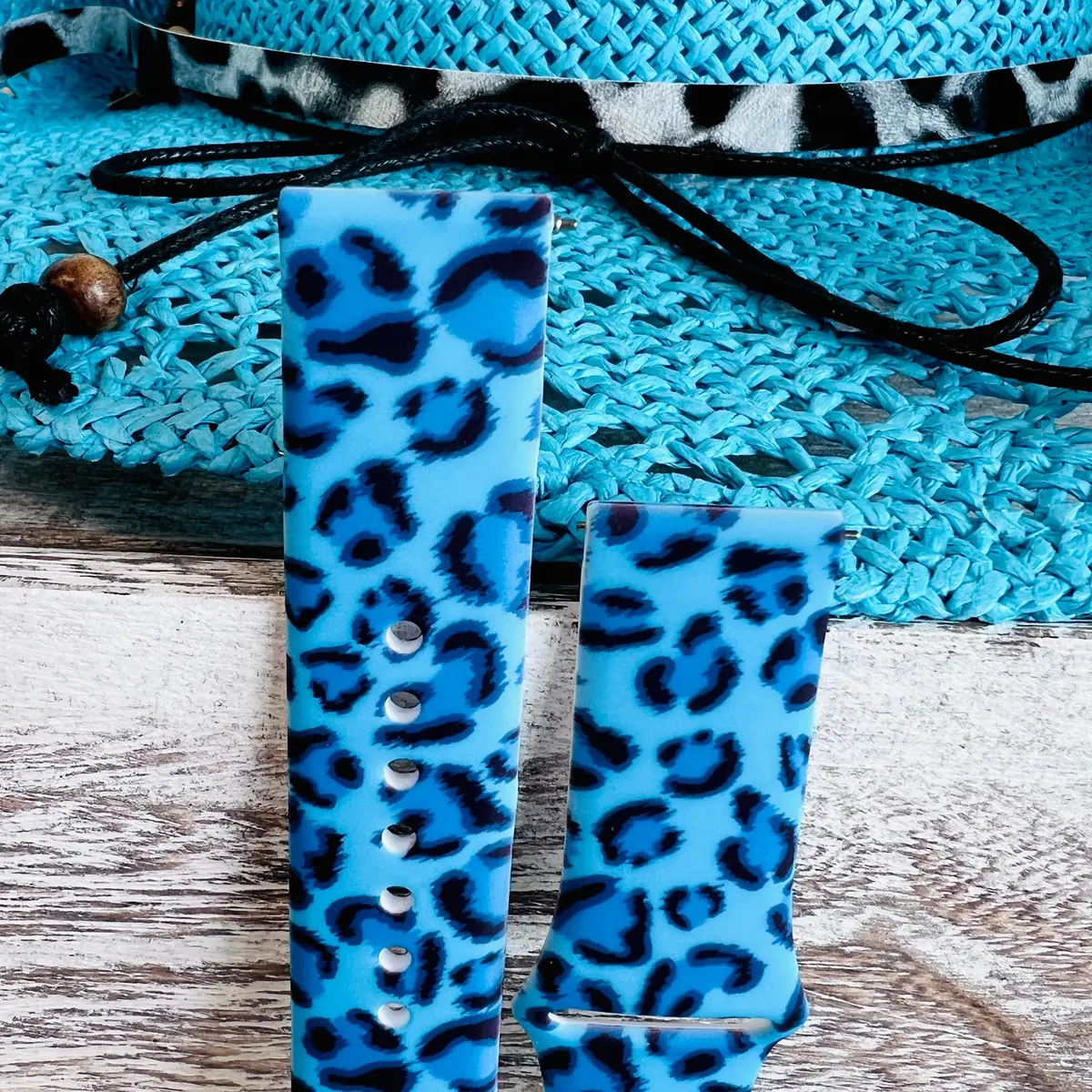 Blue Leopard Print Silicone Band For Samsung Watch 2