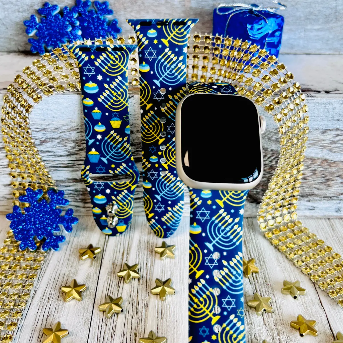 Hanukkah Print Silicone Band For Apple Watch 1
