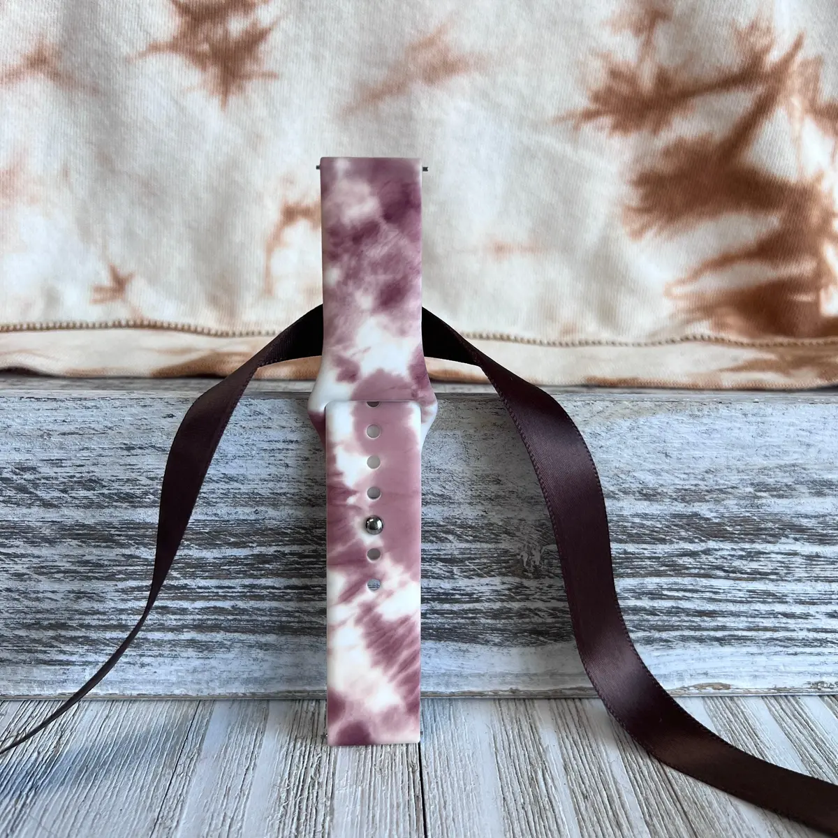 Brown Tie Dye Print Silicone Band For Samsung Watch 3