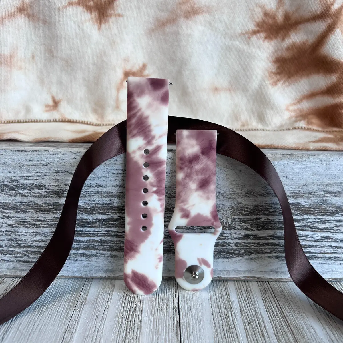 Brown Tie Dye Print Silicone Band For Samsung Watch 1