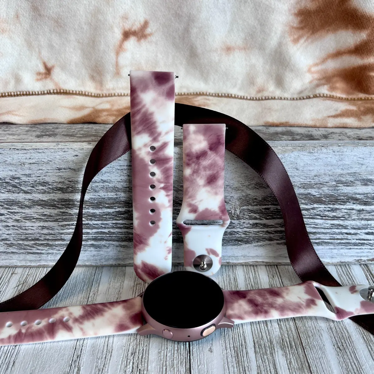 Brown Tie Dye Print Silicone Band For Samsung Watch 1