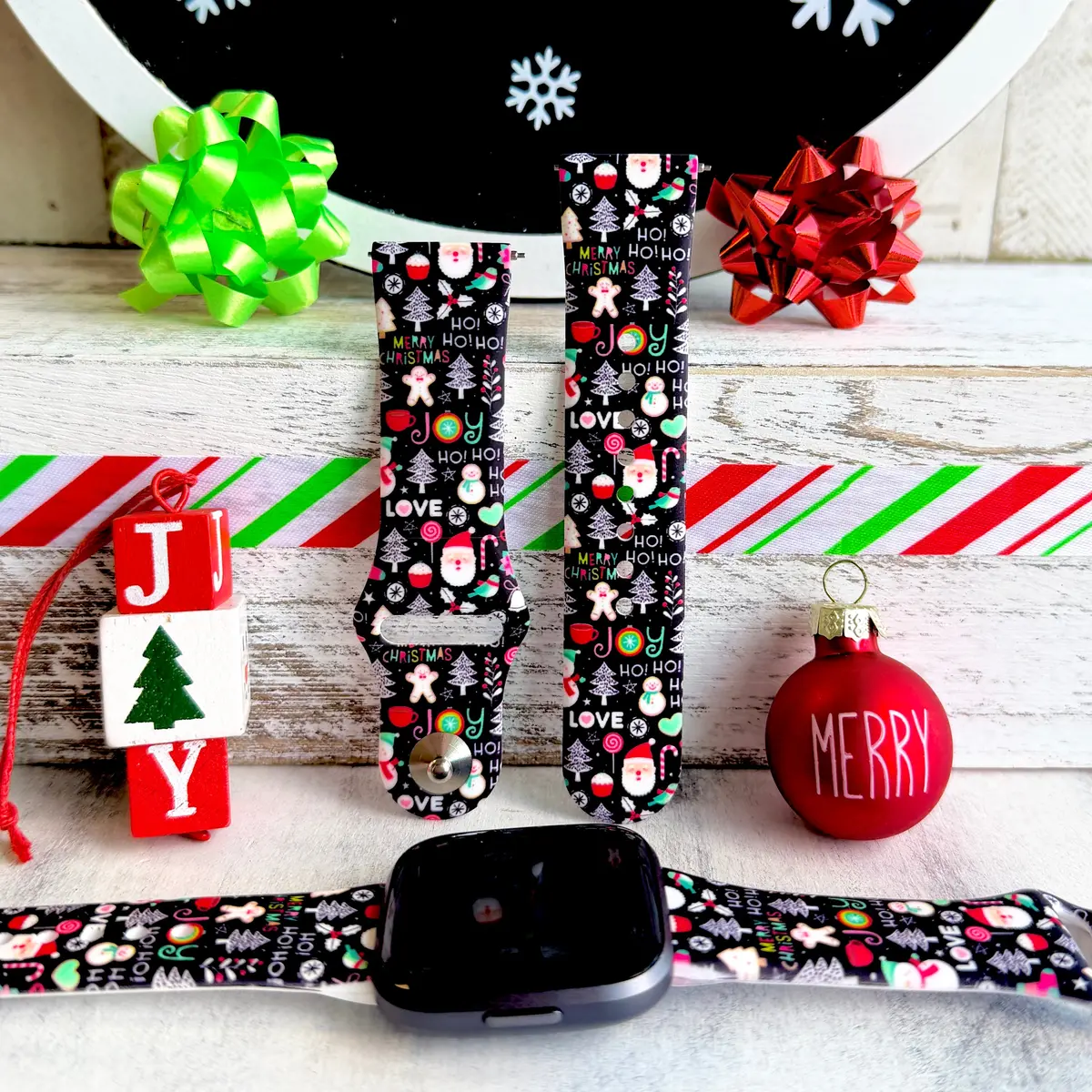 Jolly Wrist-Mas Print Silicone Band For Fitbit Versa 1/2 1