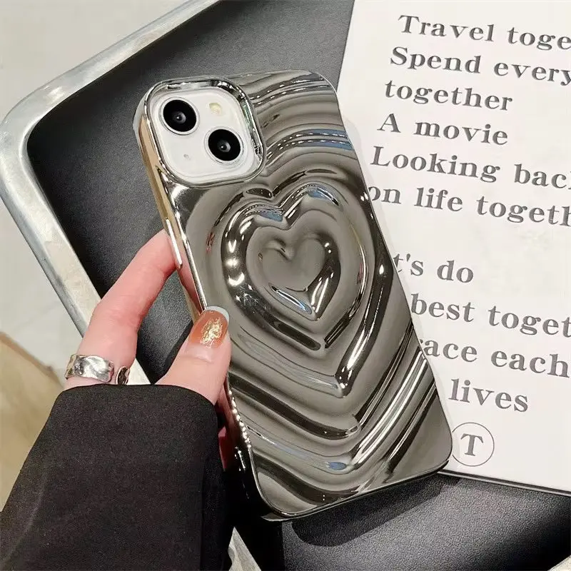 Liquid Chrome 3D Heartwave Case For Iphone 1
