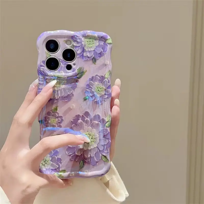 Purple Wildflower Wavy Luxe Magsafe Case For Iphone 1