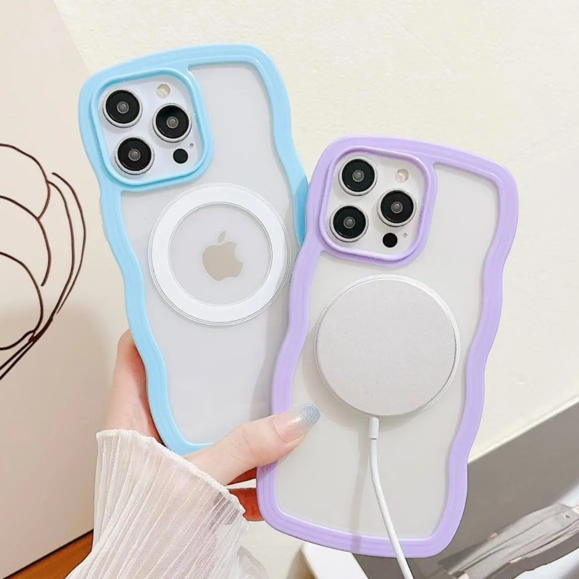 Jelly Pop Clear Wavy Luxe Magsafe Case For Iphone Multiple Colors Available 1