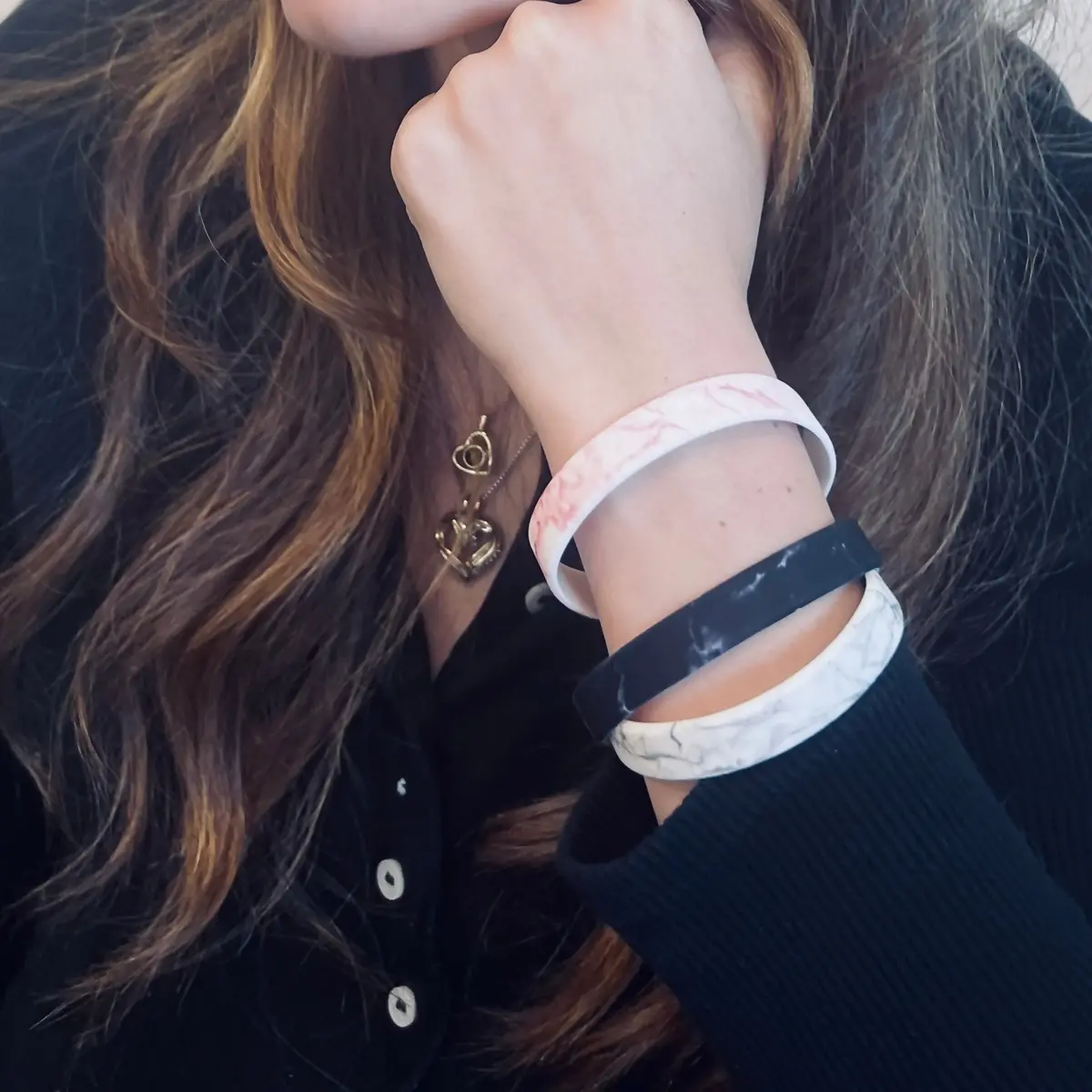 Marble Print Silicone Bracelet Stacks Multiple Colors Available 1