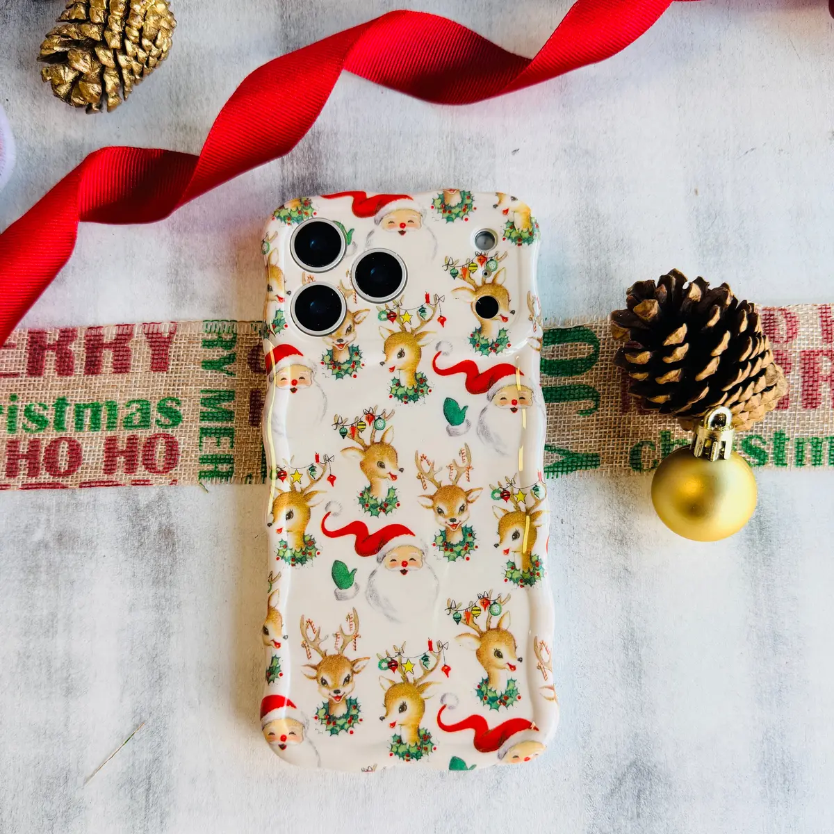 Vintage Christmas Wavy Luxe Magsafe Case For Iphone 4