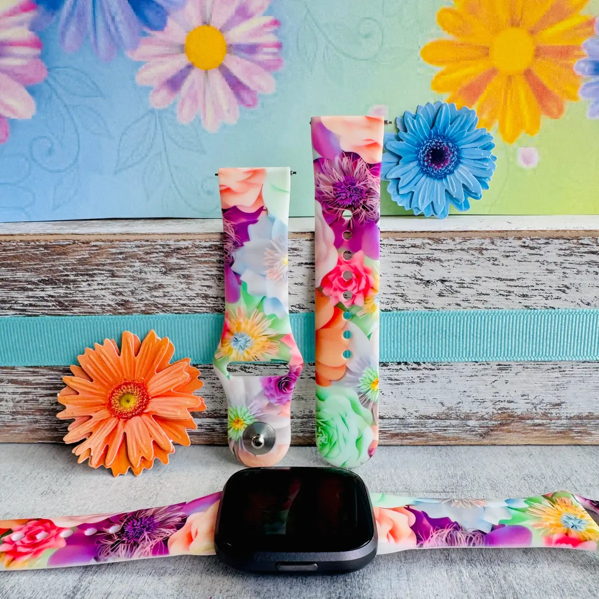 Spring Bouquet Print Silicone Band For Fitbit Versa 1/2 1