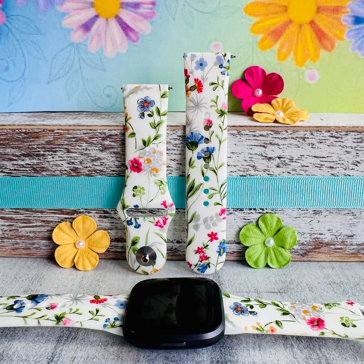 Wildflower's  Print Silicone Band For Fitbit Versa 1/2 1