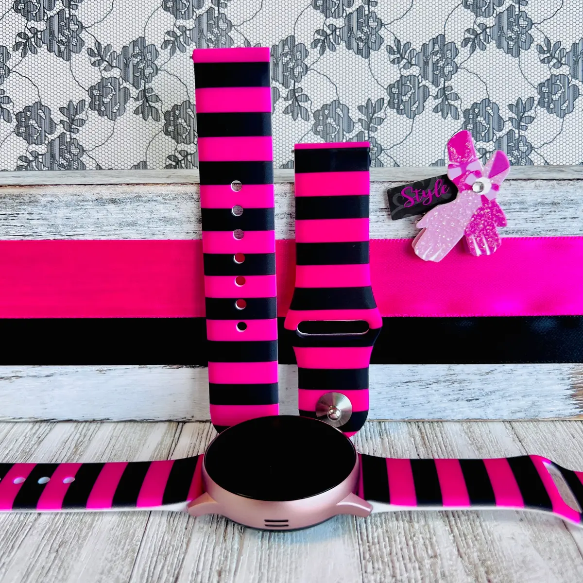 Goth Girl Pink Print Silicone Band For Samsung Watch 1