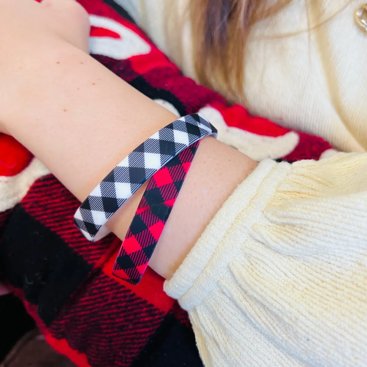 Bull Plaid Silicone Bracelet Stack Two Colors Available 1
