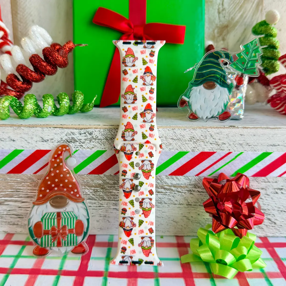 Ho Ho Gnome Print Silicone Band For Apple Watch 4