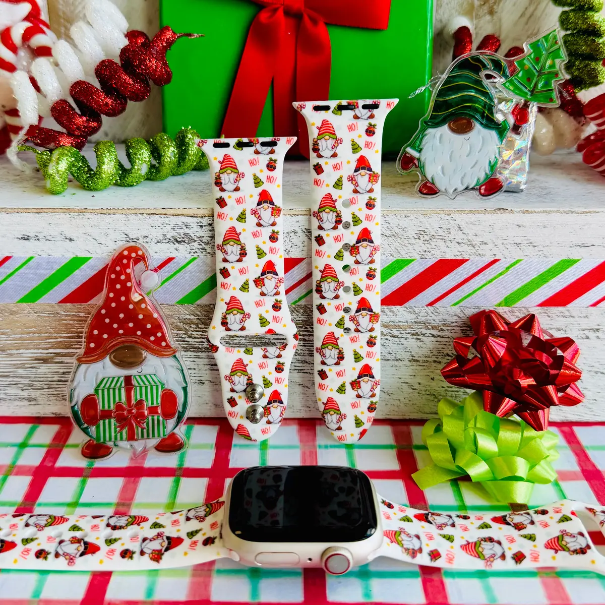 Ho Ho Gnome Print Silicone Band For Apple Watch 1