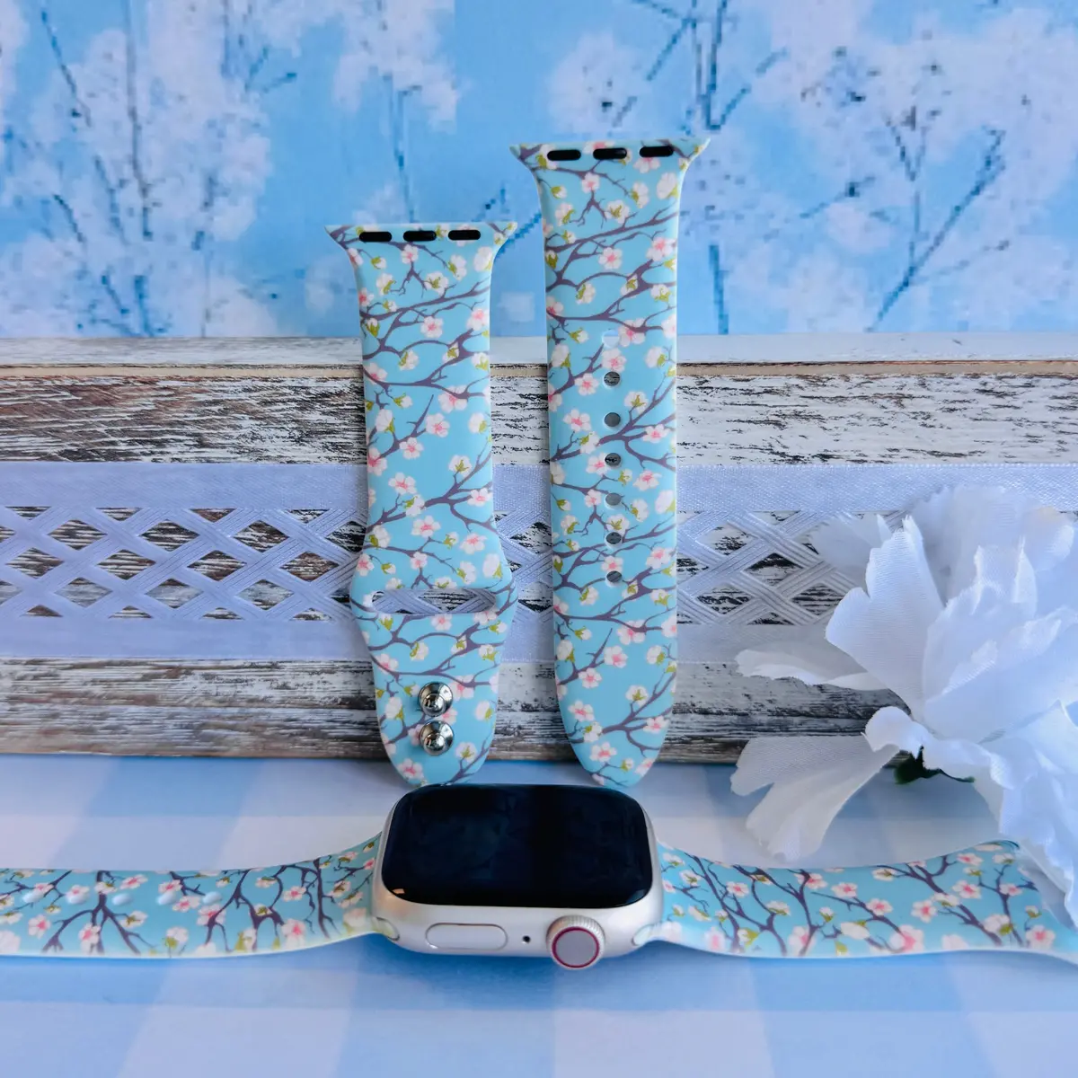 Petal Whispers Print Silicone Band For Apple Watch 1