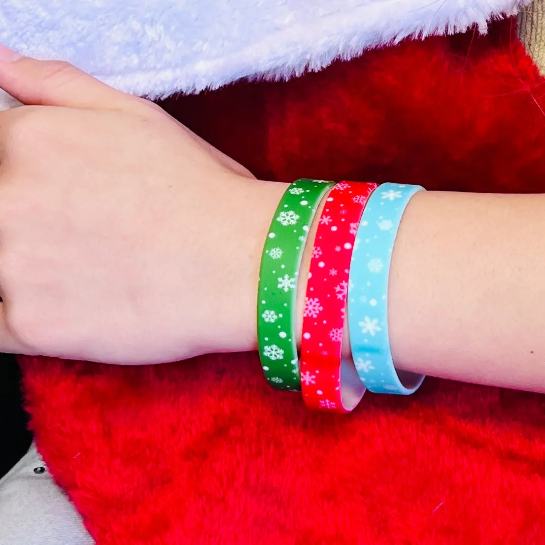Holiday Snowflakes Silicone Bracelet Stacks Multiple Colors Available 1