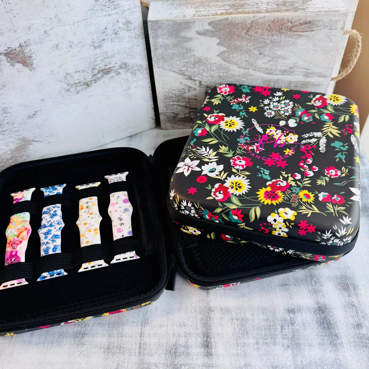 Mini Fancy Floral Print Fancy Band Storage Case 1
