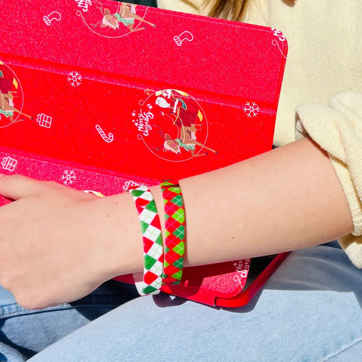 Holiday Argyle Silicone Bracelet Stacks Two Colors Available 1