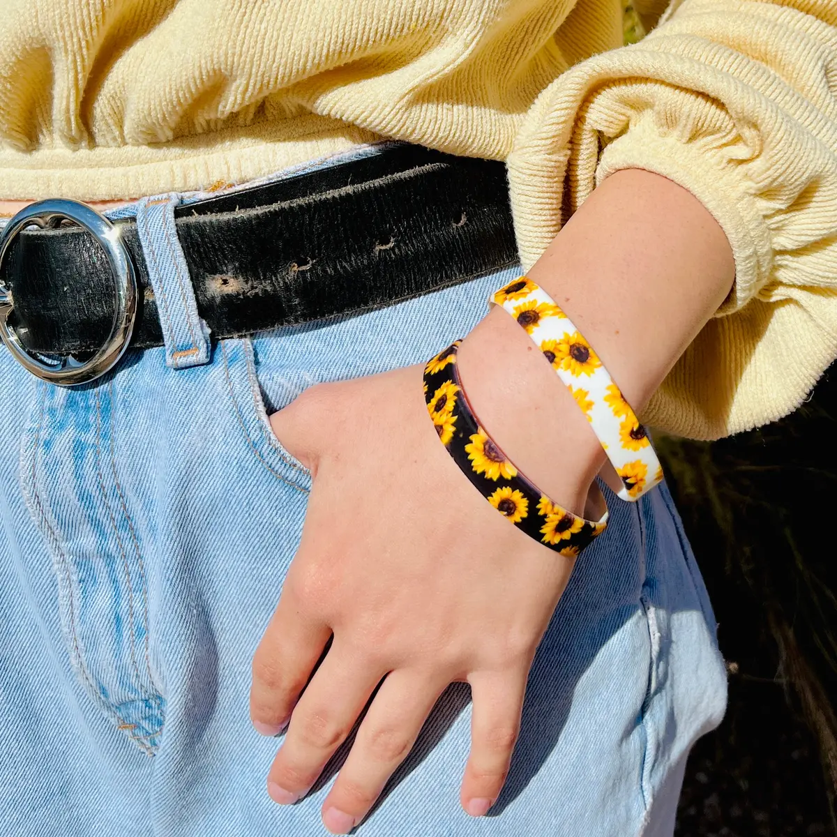Sunflower Silicone Bracelet Stacks Two Colors Available 1