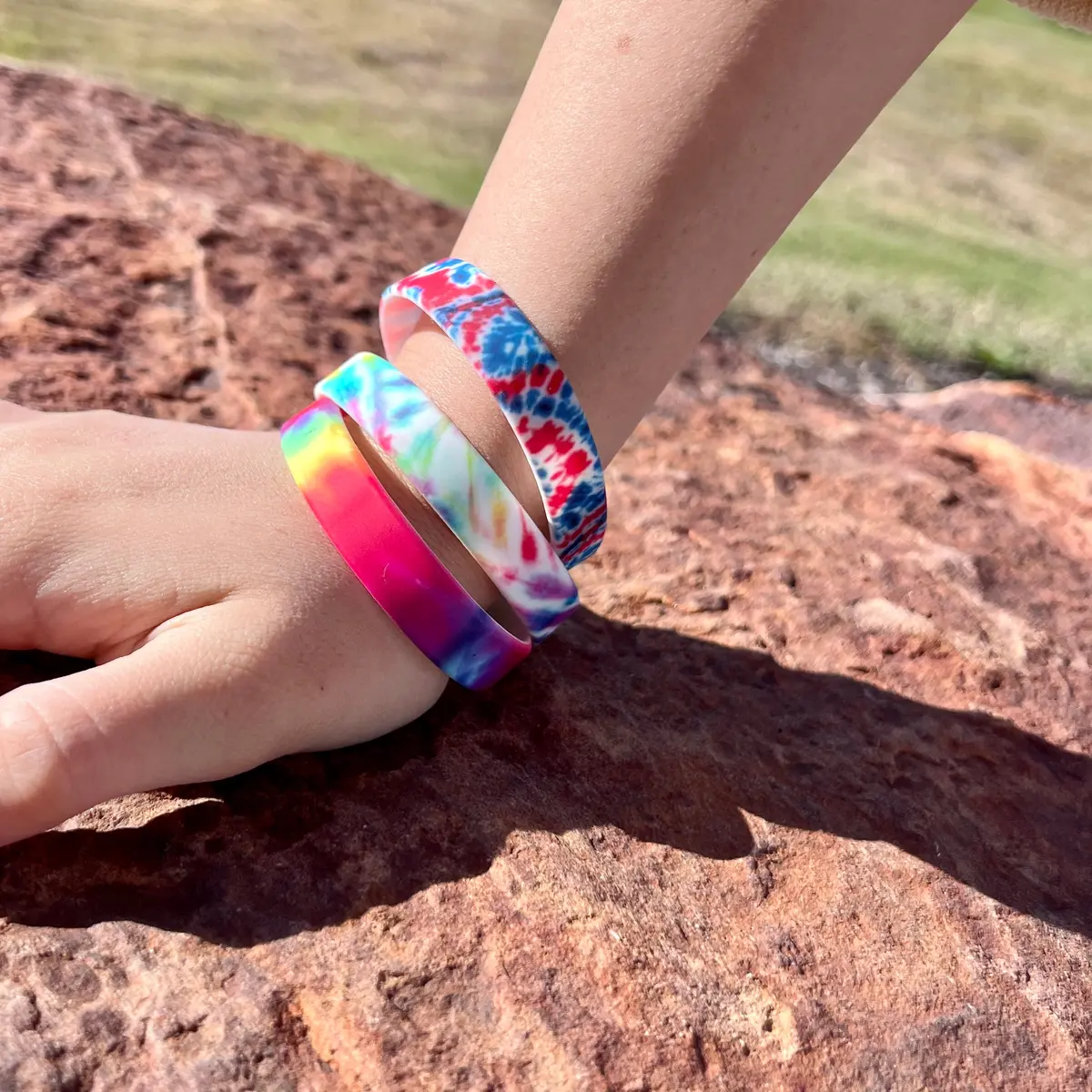 Tie Dye Silicone Bracelet Stacks Multiple Designs Available 1