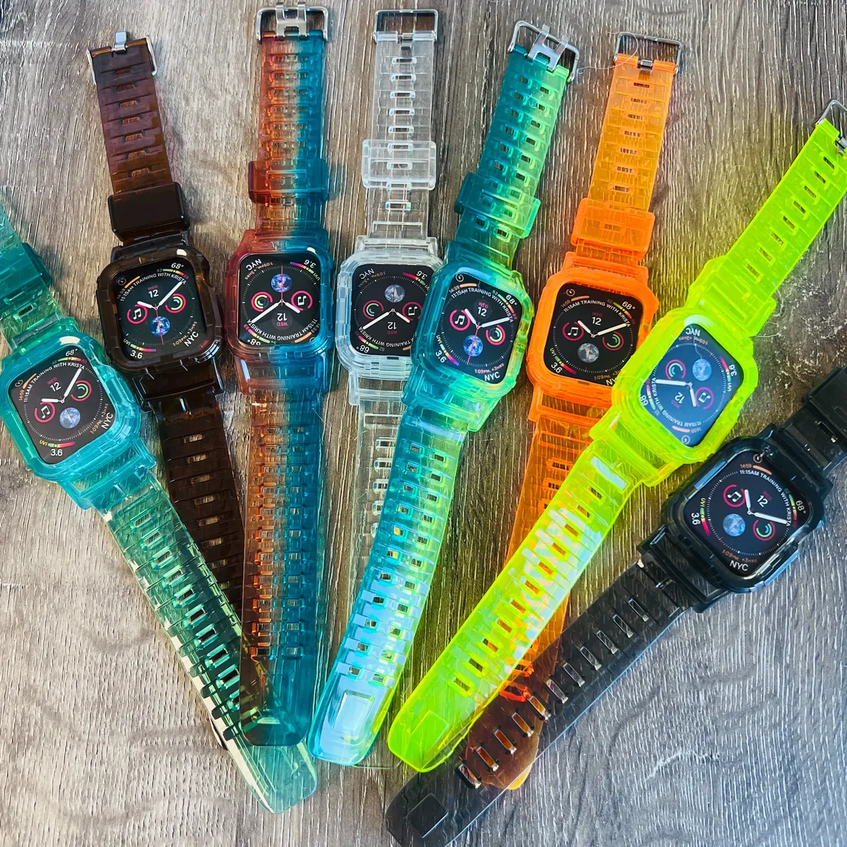 All In One Attached Bumper/Case Sport Tpu Band For Apple Watch Multiple Colors Available 1