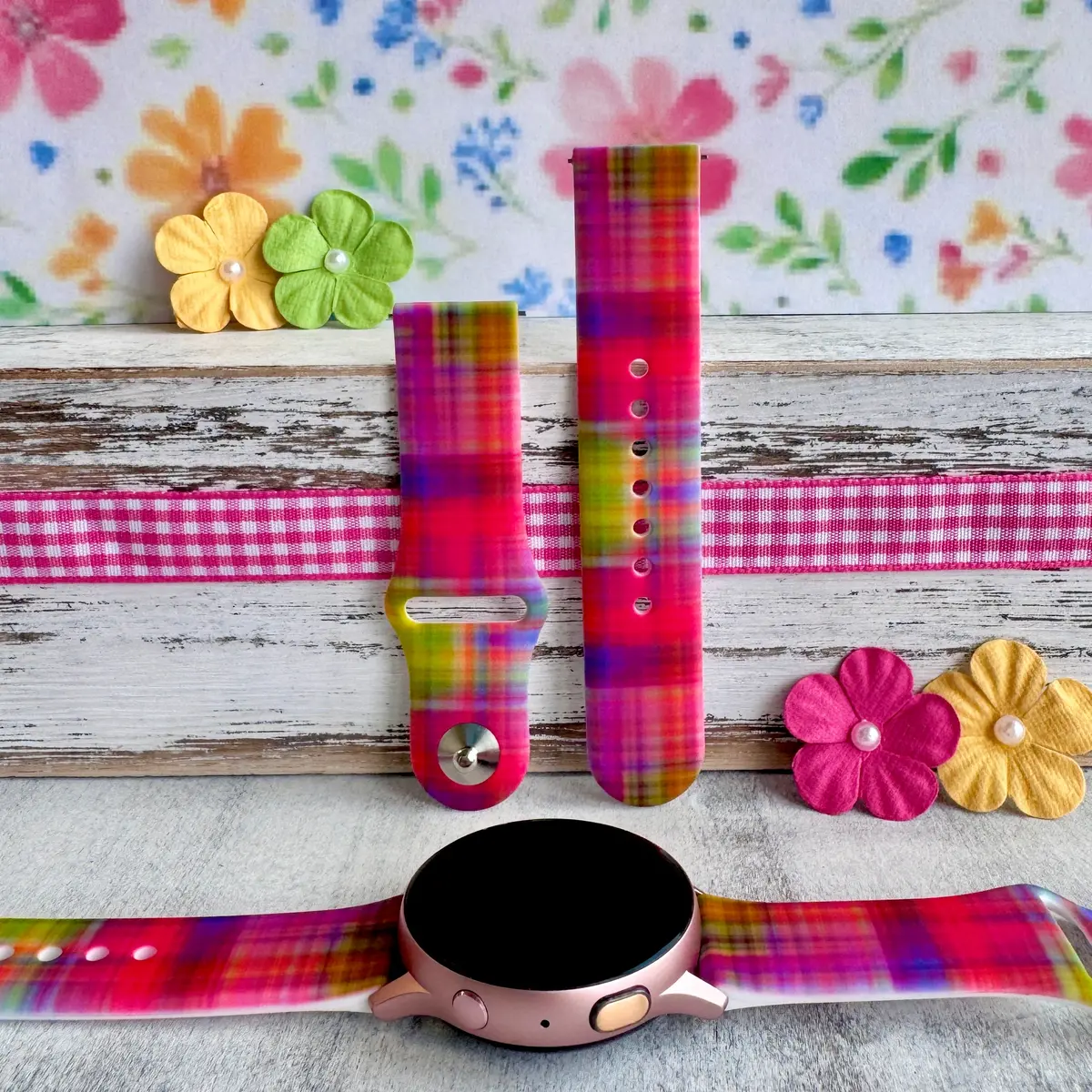 Hazy Tartan Print Silicone Band For Samsung Watch 1